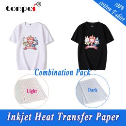 Paper A3 A4 Iron On T Shirt Heat Transfer Paper For Light Dark Colour 100% Cotton Fabrics Cloth Inkjet Printing Design For DIY Gifts