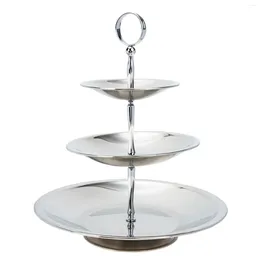 Dinnerware Sets Tiered Snack Stand Fruit Holder Wedding Dessert Serving Stainless Steel Multi-layer Tray