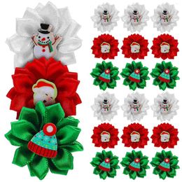Dog Apparel 30 Pcs Christmas Bows Pet Ornaments For Decor Rubber Band Cloth Hair Festival Headdress With Bands