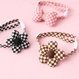 Dog Apparel Pet Plaid Collar Flower Cat Bell Safety Buckle Fill Bow Small Tie Accessories