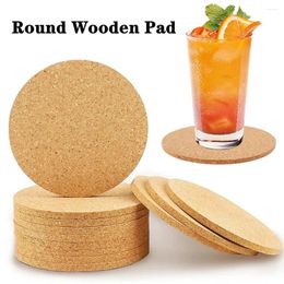 Table Mats 5/10pc Cup Mat Natural Round Wooden Pad Durable Non-Slip Cork Tea Coffee Mug Drinks Holder For Decor DIY Tableware