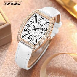 Women's Watches SINOBI Fashion Diamond Woman es White Strap Women es New Design Elegant Quartz Wristes Ladies Luxury Clock Gift L240402