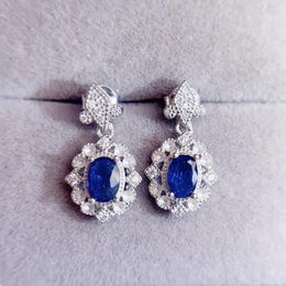 Dangle Earrings Natural Real Blue Sapphire Drop Earring Traditional Style 4 6mm 0.6ct 2pcs Gemstone 925 Sterling Silver Fine Jewelry L243156