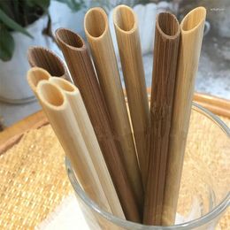 Drinking Straws 5PCS/Set Eco Friendly Bubble Tea Pointed Smoothie Straw Reusable Bamboo Big Wide Boba Brush