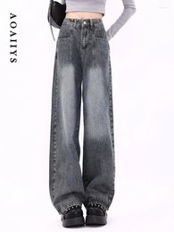 Women's Jeans Aoaiiys Women High Waisted Vintage Basic Classic Comfortable Wide Leg Pants Denim Designer Y2K Trousers