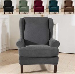 Elastic Armchair Wingback Wing Sofa Back Chair Cover Sloping Arm King Back Chair Cover Stretch Protector SlipCover Protector1276449