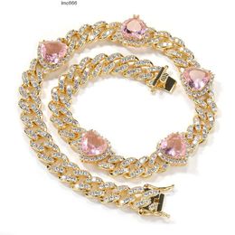 Copper Necklace Luxury Fashion Bling Miami Heart Statement Jewelry Cuban Link Chain Necklace Bracelet Woman Brass Cuban Link