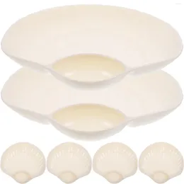 Dinnerware Sets 6 Pcs Dumpling Plate Chips Dip Serving Dish Server Sauce Compartment Pp Platter Saucers Plates Child Square Dinner