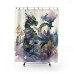 Shower Curtains Whimsical Watercolor Dragons Trail A Leafy Art Curtain For Perfect Bathroom Decor And Unique Gifts