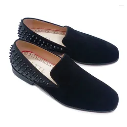 Casual Shoes Classic Fashion Black Velvet Loafers Men Rivet Patchwork Slip On Summer Men's Flats Business