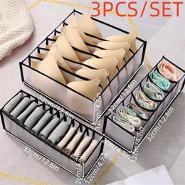 Cosmetic Bags Mesh Underwear Storage Box Drawer Style Household With Divided Grid Breathable Socks Panty Organizer Three-piece Set