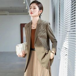 Women's Suits British Style Niche Temperament Suit Jacket Coffee Color Coat Women High-end Spring Autumn Double Breasted Loose Leisure