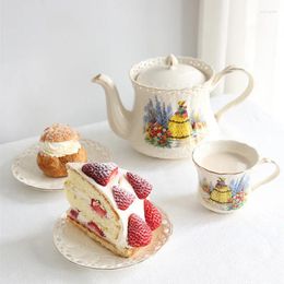 Cups Saucers Garden Girl Tea Cup Set Porcelain Pot Teacup Coffee Mug Household Teaware Sets Coffeeware Supplier