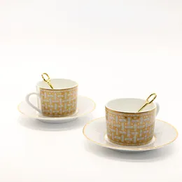 Mugs Porcelain Mug For Cafes Tea Milk Cups Bone China Coffee Utensils 2pcs