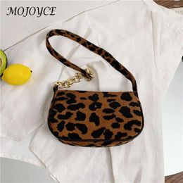 Totes Leopard Pattern Shoulder Handbag Street Shopping Women Plush Underarm Bag Purse