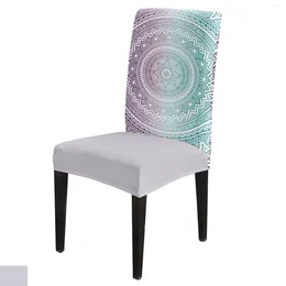 Chair Covers Purple Turquoise Mandala Geometric Gradient Cover Dining Spandex Stretch Seat Home Office Decor Desk Case Set