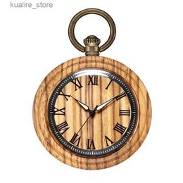 Pocket Watches One Side Bronze Deer / Eiffel Tower / Eagle Stripe Real Wooden Pocket Quartz Fob Chain Women Men Male Clock Box Package L240402