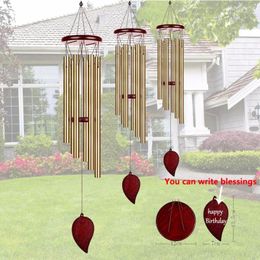 Decorative Figurines Metal Wind Chimes Gold Silver 6 Tubes With Wooden Pendant Wedding Home Garden Decor Hanging Ornament Creative Gift