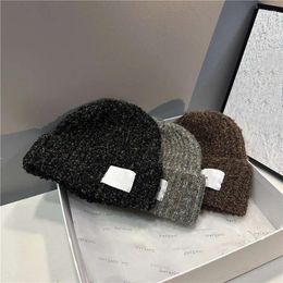 Berets Tide Brand Gan Autumn Winter Hats Unisex Knitted Double Layer Warm Wool Beanies Couple's Caps