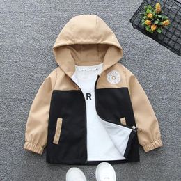 Jackets Children's Hooded Jacket Big Kids Casual Clothing Teenager 2-12Y Coat Boys Trench Girls Fashion Letter Outerwear Autumn Spring