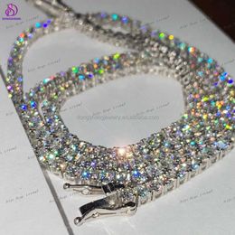 Pass Diamond Tester Fine Jewelry necklaces 5mm Iced Out 925 Silver Bling Diamond VVS Moissanite Tennis Chain for Mens