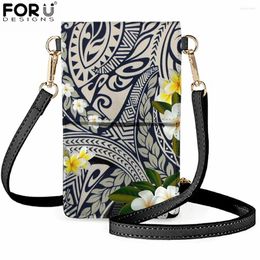 Shoulder Bags FORUDESIGNS Polynesian Tribe And Plumeria Print Women's Bag 2024 Ladies Coin Clutch Purse Femme Mobile Phone Pouch