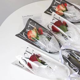 Gift Wrap 20Pcs LOVE Transparent Rose Packaging Bags Flower Bouquet Plastic Bag Wrapping Paper For Wedding Engagement Birthday Party