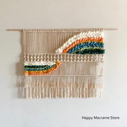 Tapestries Hand-woven Colour Tapestry Macrame Wall Hanging Art Woven Bohemian Decoration For Home Bedroom - Rod Not Included