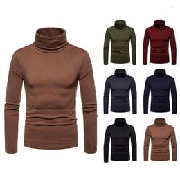 Men'S Polos Mens S Winter Men Solid Colour High Neck Long Sleeve Slim Shirt Warm Bottoming Top Tee Keep Drop Delivery Apparel Clothing Dhbxf
