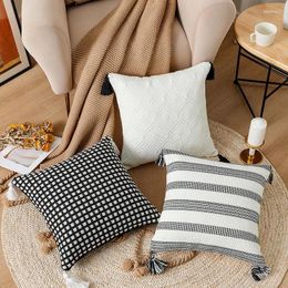 Pillow White Black Stipe Linen Cover Modern Simple Moroccan Decorative Sofa 45x45cm Pllowcase For Home