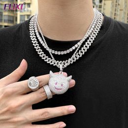 Hip Hop Anime Ghost Pendant With Iced Out Bling Rhinestone Miami Cuban Chain Choker Necklace For Men pendant Jewelry