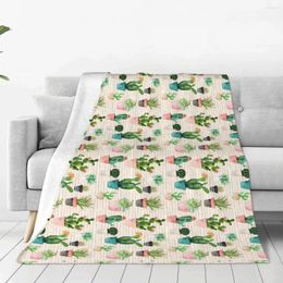 Blankets Cactus Potted Plant Pattern Fleece Throw Blanket Warm Cosy For All Seasons Comfy Microfiber Couch Sofa Bed 40"x30"