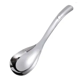 Spoons 1pc Long Handle Stainless Steel Rice Spoon Ladle Kitchen Tableware For Home Restaurant (Silver)