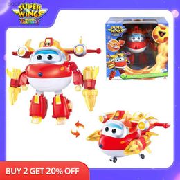 Action Toy Figures Super Wings S6 6 Inches Deluxe Transforming Jett Lihght Sounds 2 Modes Robot Deformation Airplane Action Figures Anime Kid Toys L240402