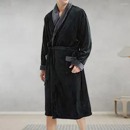 Home Clothing Unisex Bathrobe Men's Thick Plush Coral Fleece Winter Nightgown With Long Sleeve Tie Waist Great Water Absorption Homewear