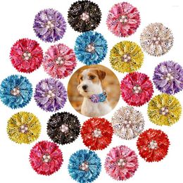 Dog Apparel 60PCS Fashion Supplies Sildable Flower Collar Shining Diamond Bow Tie Pet Charms Grooming Accessories