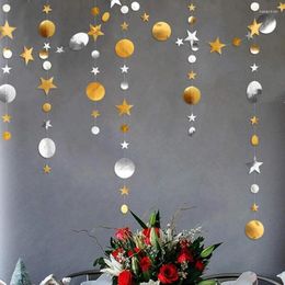 Decorative Flowers 3pcs Gold Silver Circle Dot Garland Decorations Star Garlands Hanging Banner For Kids Planet Constellation Birthday