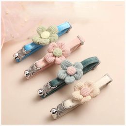 Dog Apparel Cute Knitting Flower Bell Collar Adjustable Cat Necklace Pet Traction Safety Buckle Small Supplies