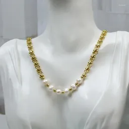 Chains 5 Pieces Splicing Chain Necklace Freshwater Pearls Jewellery Collar Gift Women 52642