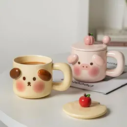 Mugs 450ml Cute Cartoon Pig Mug Coffee Cup With Spoon Ceramic Gift 3d Water Cups Lovers Milk Large Capacity Oatmeal