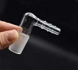 14mm 18mm male female Glass Vapour Whip Adapter 90Degree Extreme Q V-Tower Vaporizer Glass Elbow Adapter for dab oil rig bong LL