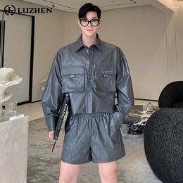 Men's Tracksuits LUZHEN 2024 Summer Stylish Pockets Decorate Design Two-piece Sets Men Trendy Casual Jacket Korean Loose Short Pants LZ2400