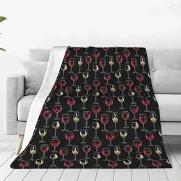 Blankets Wine Glass Soft Fleece Throw Blanket Warm And Cozy For All Seasons Comfy Microfiber Couch Sofa Bed 40"x30"