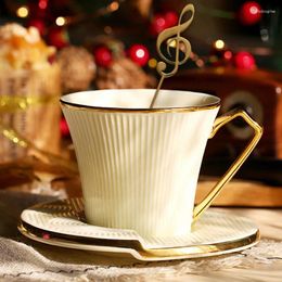 Cups Saucers Modern White Ceramic Coffee Cup Set European Luxury Afternoon Tea With Saucer Spoon Tazza Colazione Kitchen Supplies