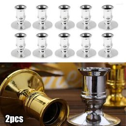 Candle Holders 2pcs Traditional Shape Taper Standard Silver Gold Candlestick Electronic Candles Wedding Dinner Home Decoration