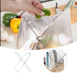 Kitchen Storage Countertop Garbage Bag Shelf Rag Rack Foldable Trash Can Hanging Plastic Stainless Steel