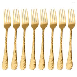 Dinnerware Sets 8Pcs Light Luxury Hammered Forks Multi-purpose Premium Stainless Steel Mirror Polished Comfortable Handle For Kitchen