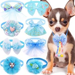Dog Apparel Fashion Pet Bow Collar Adjustable Cat Bows Lace Bling Necktie For Small Accessories Puppy Grooming Supplier