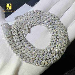 Luxury Design Moissanite Diamond Cuban Link 8mm Pendant Necklace Bracelet Hip Hop Jewelry