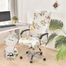 Chair Covers Elastic Office Cover Floral Printed Rotating Gaming Seat Slipcover Anti-dust Computer For Study Room